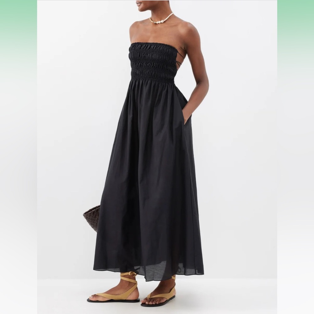 MATTEAU Black sundress - smocked with open back - size medium BLACK